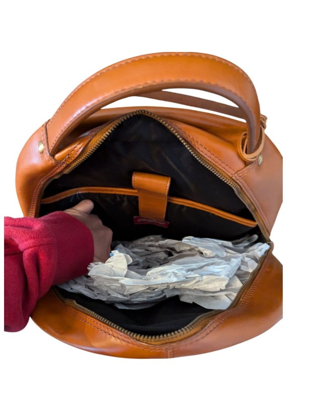 Rawlings Hand Made Tan Saddle GENUINE LEATHER Backpack Full Size Medium - Picture 7 of 9